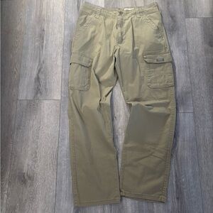 Wrangler Pants Mens 34x32 Khaki Cargo Relaxed Fit Fleece Lined Workwear Pants